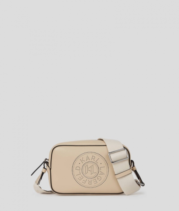 WOMEN'S K/CIRCLE PERFORATED CROSSBODY BAG - Trench Beige