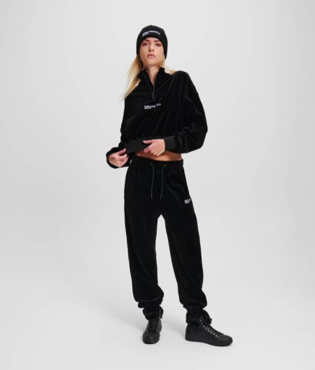 WOMEN'S KLJ VELVET CORDUROY SWEATPANTS - BLACK