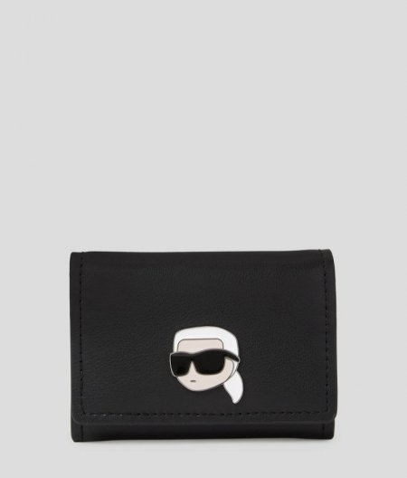 WOMEN'S IKON PIN SMALL LEATHER WALLET - Black