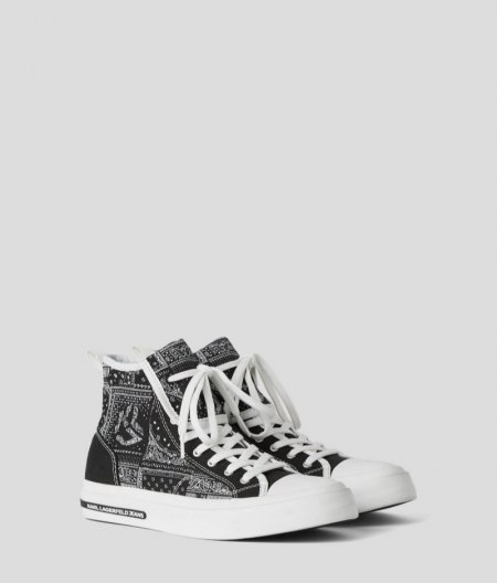 WOMEN'S KLJ VULC BANDANA-PRINT HIGH-TOP SNEAKERS - Black/White