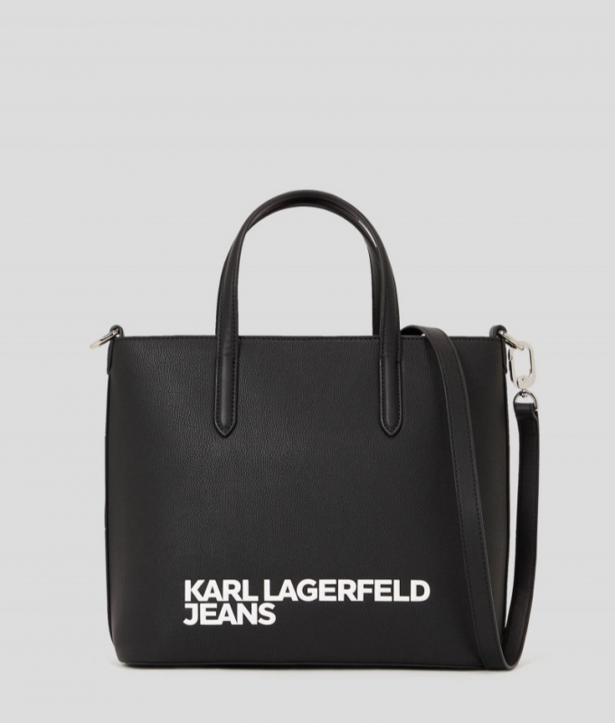 WOMEN'S KLJ LOGO MINI TOTE BAG - BLACK