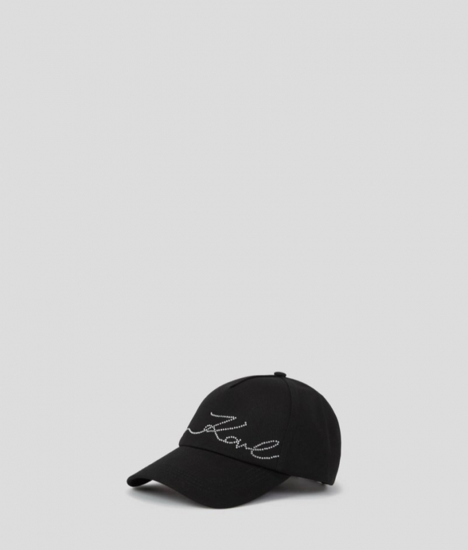 WOMEN'S K/SIGNATURE RHINESTONE CAP - Black