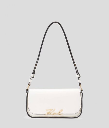 WOMEN'S K/SIGNATURE TWO-WAY CROSSBODY BAG - Off White