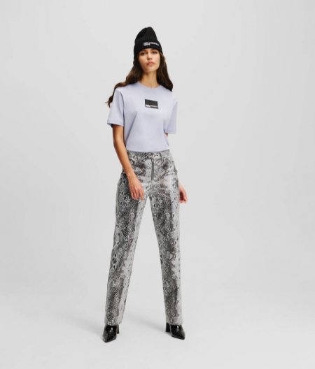 WOMEN'S KLJ FAUX-LEATHER SNAKE-PRINT PANTS - Black Snake