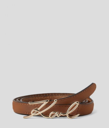 WOMEN'S K/SIGNATURE SMALL BELT - Brown