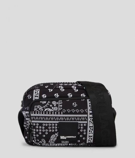 MEN'S KLJ URBAN NYLON CROSSBODY BAG - AOP BANDANA BLACK