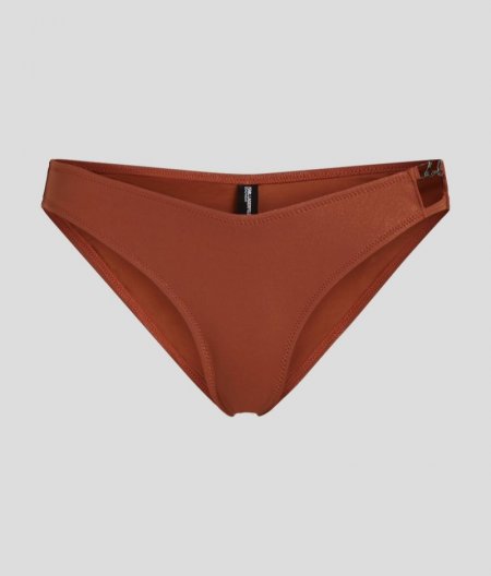 WOMEN'S KARL SIGNATURE SHINY BIKINI BOTTOMS - Copper