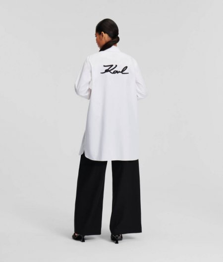 WOMEN'S KARL SIGNATURE TUNIC SHIRT - White