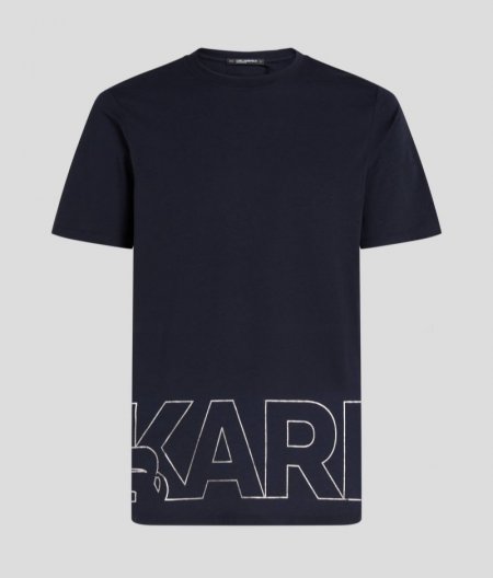 MEN'S METALLIC KARL LOGO BEACH T-SHIRT - White