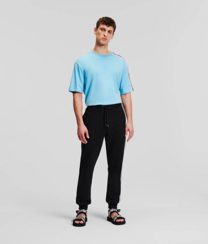 MEN'S KARL LOGO TAPE SWEATPANTS - Black