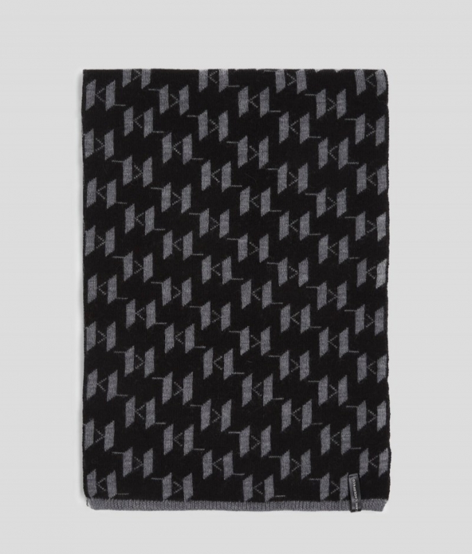 MEN'S K/MONOGRAM WOVEN SCARF - Black