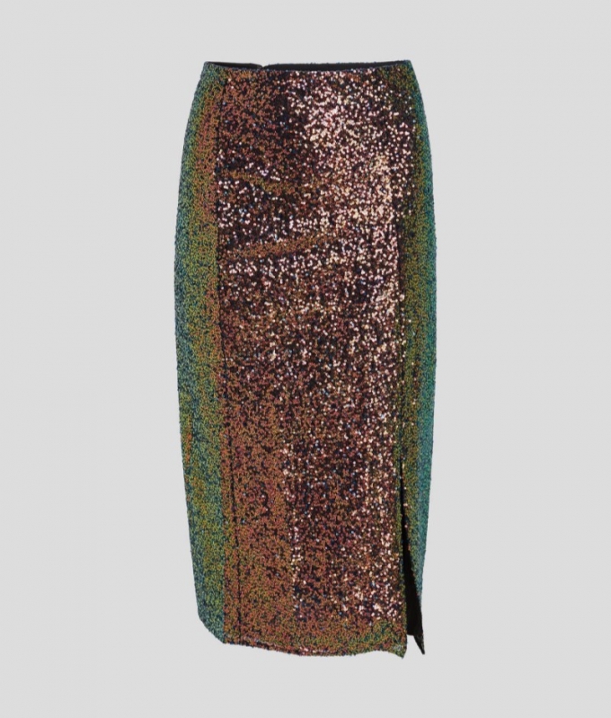 WOMEN'S SEQUIN MIDI PENCIL SKIRT - Multi Sequin