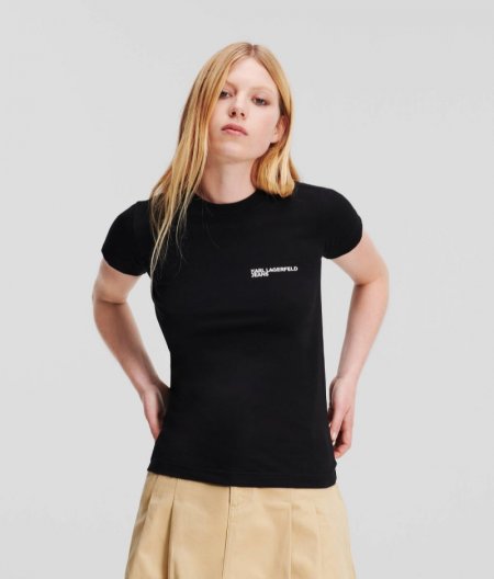 WOMEN'S KLJ LOGO SLIM-FIT T-SHIRT - BLACK