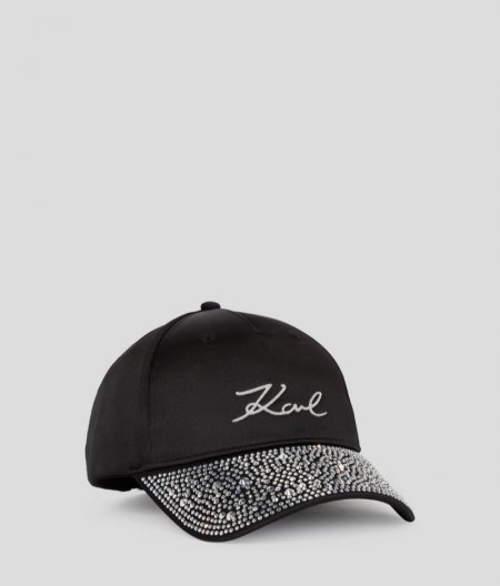 WOMEN'S K/SIGNATURE RHINESTONE-VISOR CAP - Black