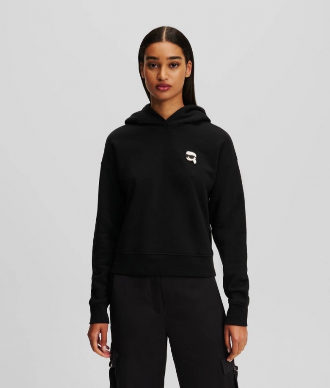 WOMEN'S IKON PATCH HOODIE - Black