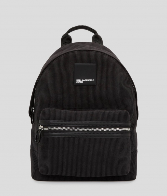 MEN'S KLJ CORDUROY BOX LOGO BACKPACK - BLACK