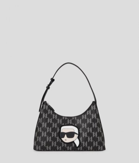 WOMEN'S IKON MONOGRAM SHOULDER BAG - Black