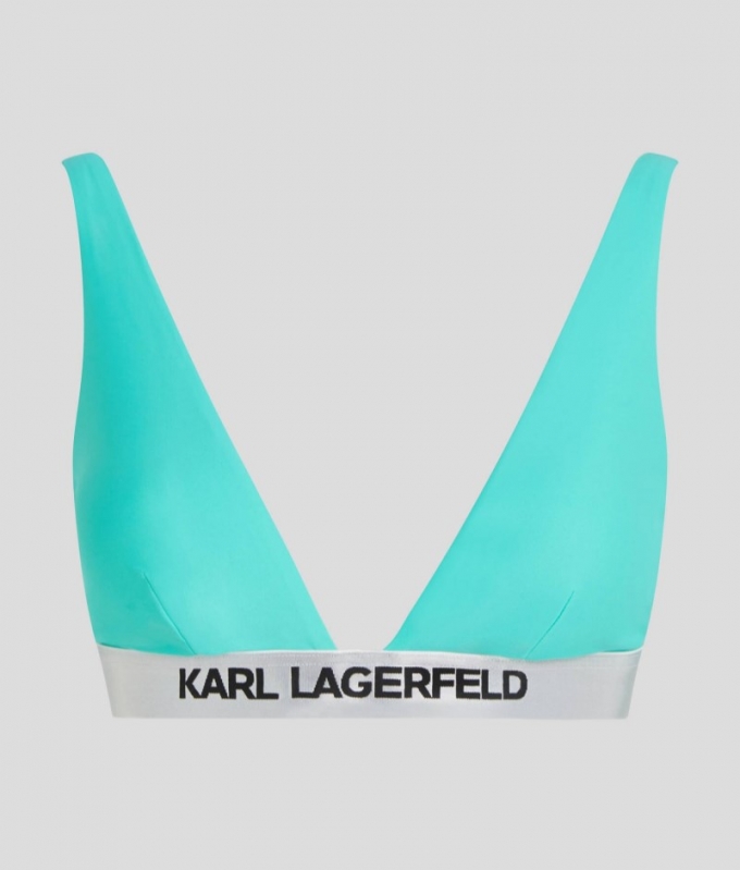 WOMEN'S KARL LOGO TRIANGLE BIKINI TOP - Dazzling Blue