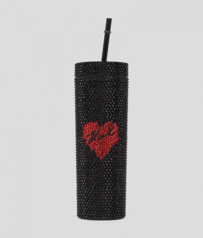 WOMEN'S K/HEART RHINESTONE TO-GO CUP - Black