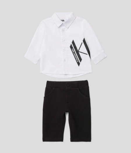 BABY SHIRT AND PANTS SET - White/Black