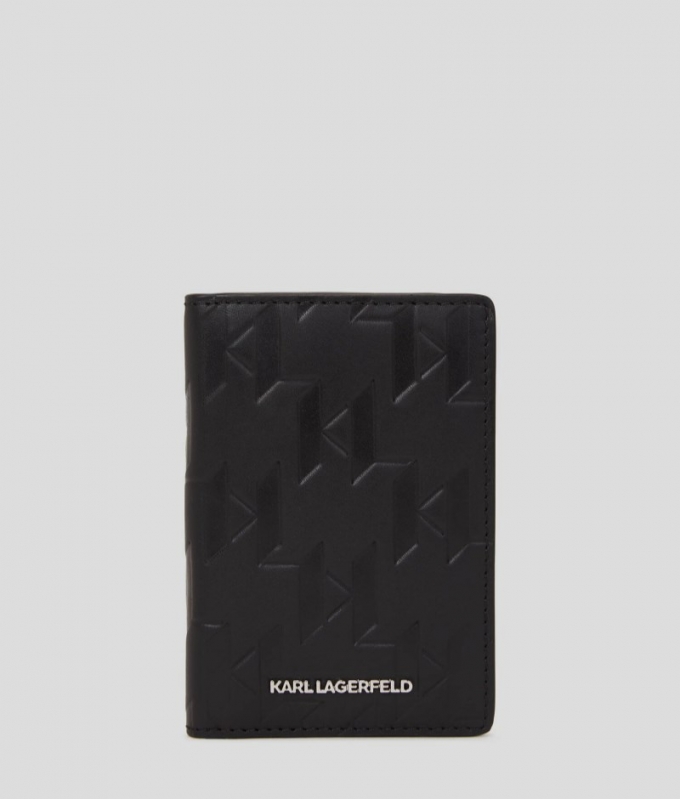 MEN'S K/LOOM LEATHER CARD HOLDER - Black