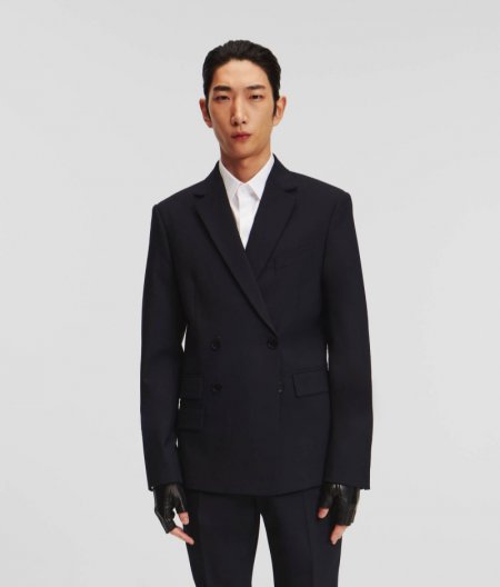 MEN'S DOUBLE-BREASTED JACKET - Black Iris