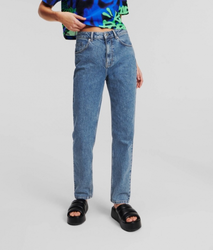 WOMEN'S KLJ HIGH-RISE TAPERED JEANS - Mid Blue Stone