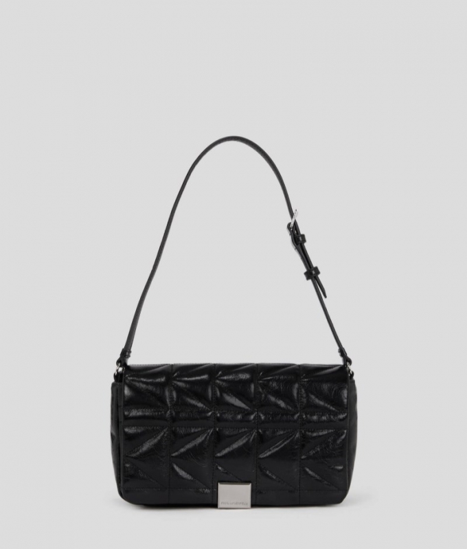 WOMEN'S K/KUILT SHINY SHOULDER BAG - Black