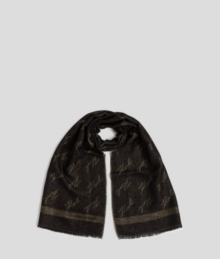 WOMEN'S K/SIGNATURE SCARF - Black/Gold