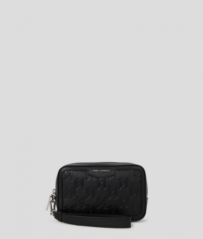 MEN'S K/LOOM LEATHER WASHBAG - Black