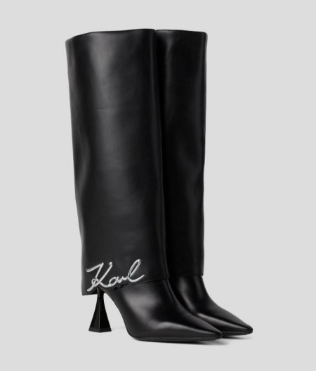 WOMEN'S DEBUT FOLD DOWN KNEE-HIGH BOOTS - Black