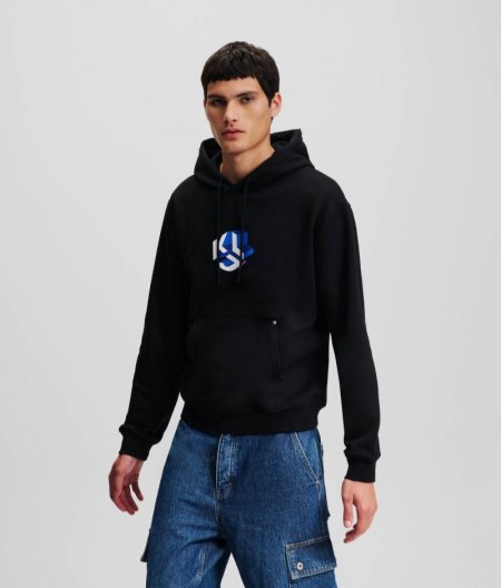 MEN'S KLJ MONOGRAM HOODIE - BLACK