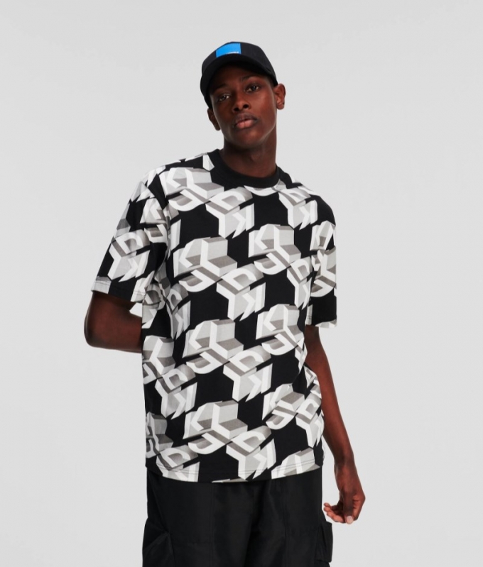 MEN'S KLJ MONOGRAM ALL-OVER T-SHIRT - BLACK MONOGRAM Pattern