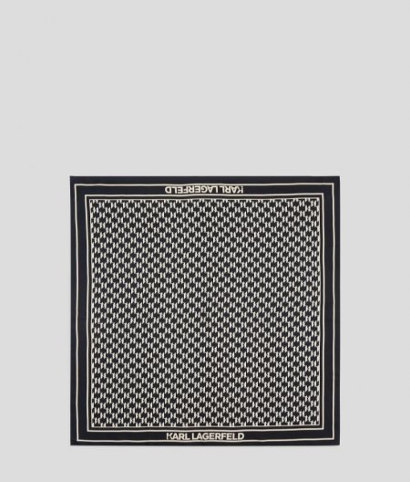 WOMEN'S KL MONOGRAM SILK SCARF - Black/White