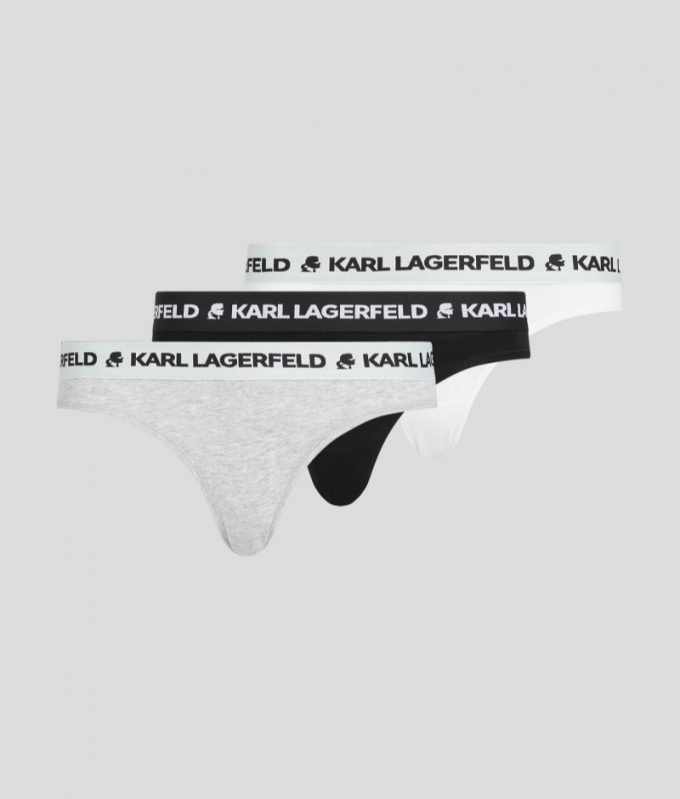 WOMEN'S KARL LOGO BRIEFS – 3-PACK - Black/White/Grey