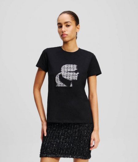 WOMEN'S BOUCLÉ KARL KAMEO T-SHIRT - Black