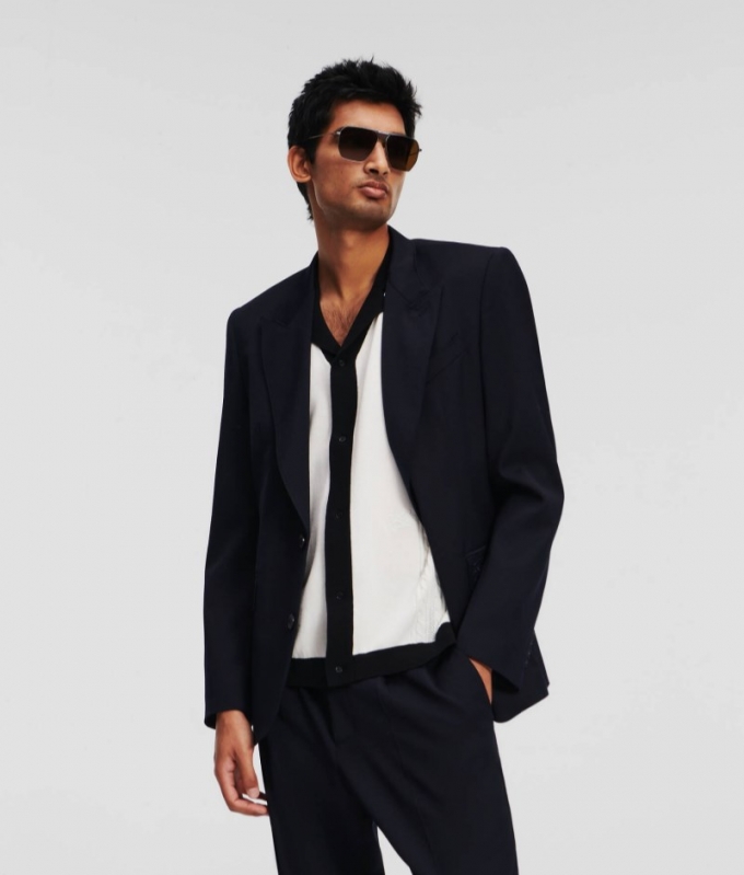 MEN'S PEAK LAPEL TAILORED BLAZER - Black Iris