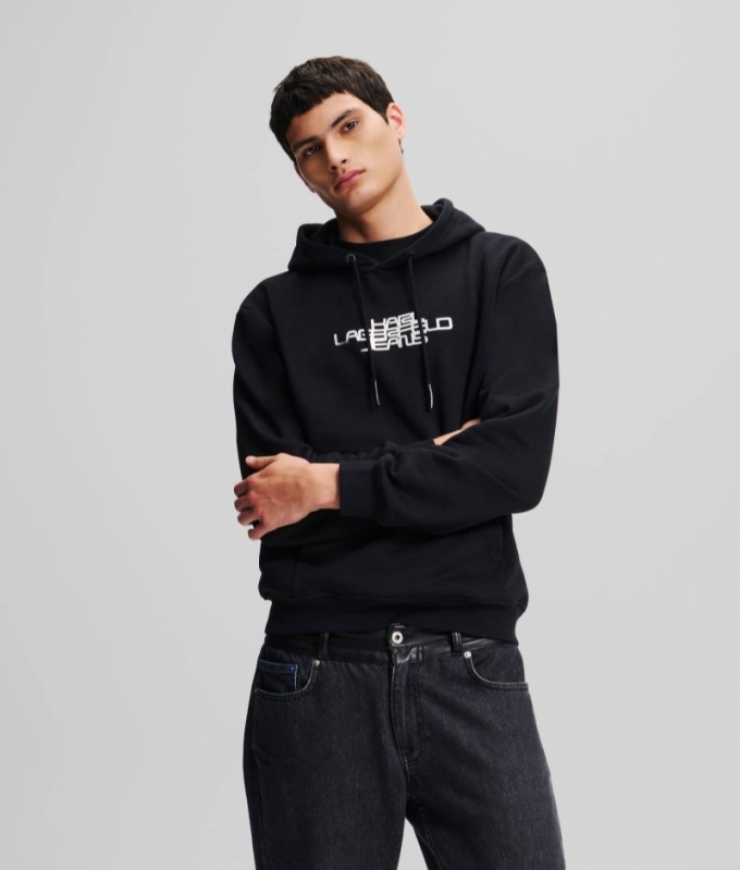 MEN'S KLJ FOIL LOGO HOODIE - BLACK