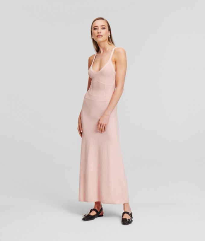 WOMEN'S STRAPPY KNIT DRESS - Rose Smoke