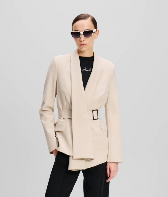 WOMEN'S BELTED BLAZER - Beige