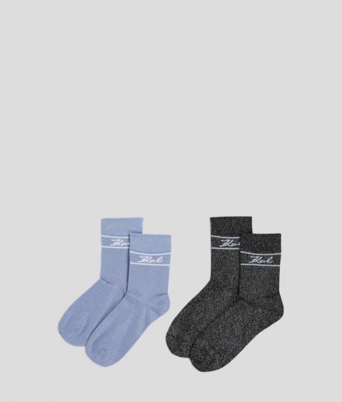 WOMEN'S K/SIGNATURE SOCKS – 2-PACK - Soft Chambray and Black