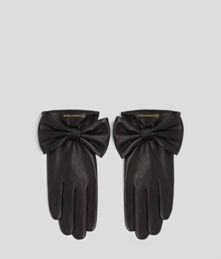 WOMEN'S KARL STUDIO BOW GLOVES - Black