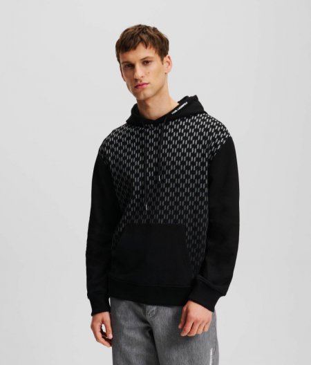 MEN'S KL MONOGRAM DEGRADÉ HOODIE - Black