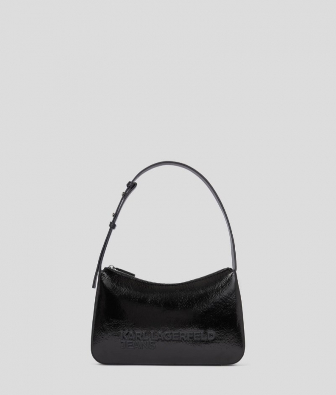 WOMEN'S FAUX-LEATHER SHOULDER BAG - Black