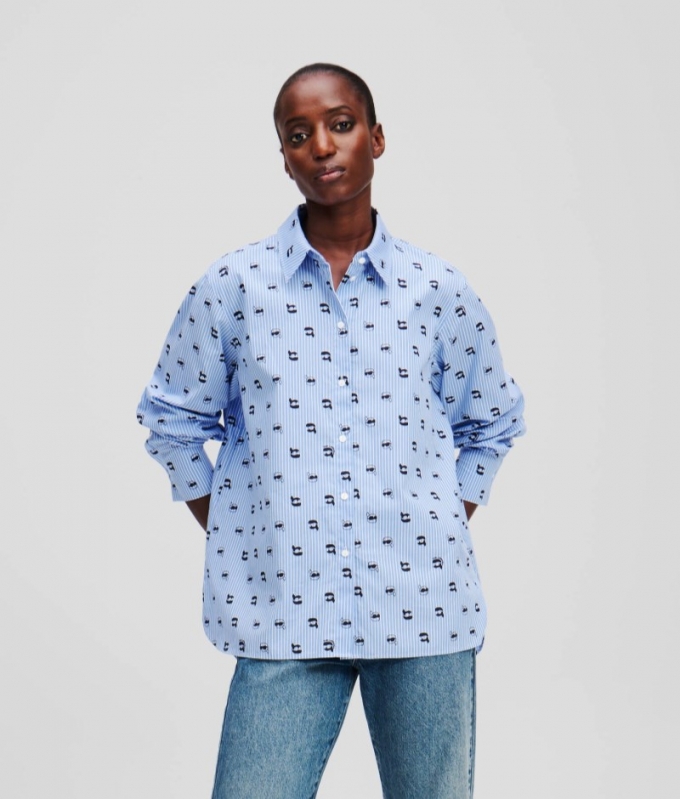 WOMEN'S IKON ALL-OVER PRINT SHIRT - Kentucky Blue Stripe