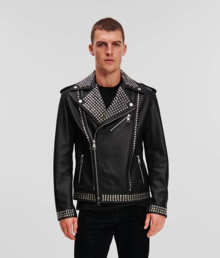 MEN'S STUDDED LEATHER JACKET HANDPICKED BY HUN KIM - Black