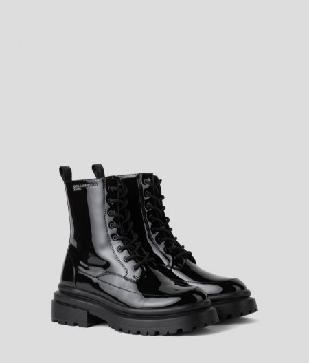 WOMEN'S KLJ BROOKE PATENT LEATHER BOOTS - Black