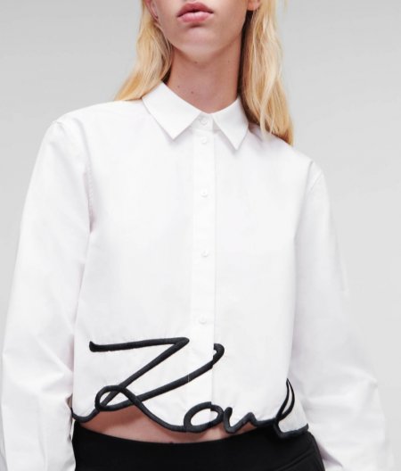 WOMEN'S KARL SIGNATURE CROPPED SHIRT - White