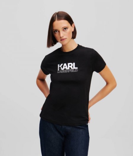 WOMEN'S KARL STACK LOGO T-SHIRT - White