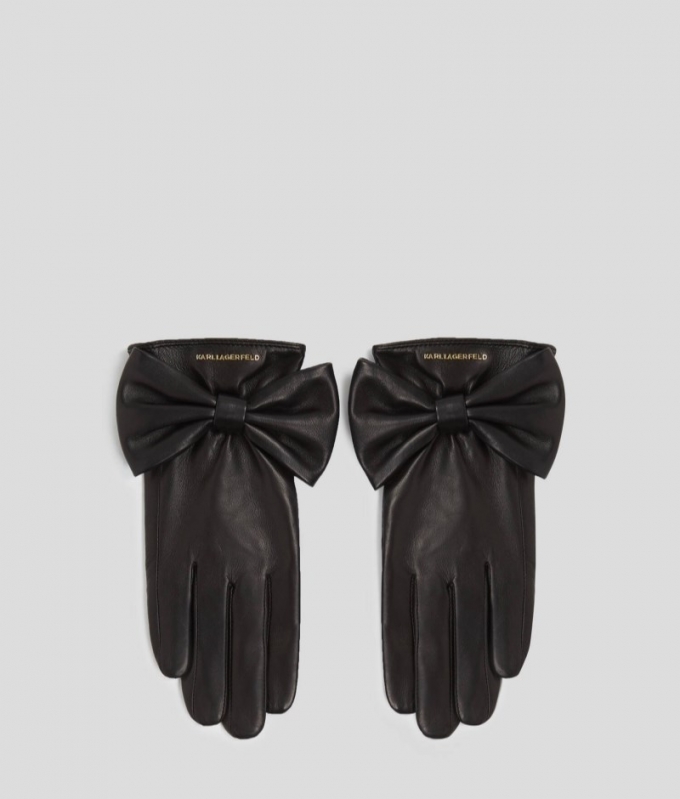 WOMEN'S KARL STUDIO BOW GLOVES - Black